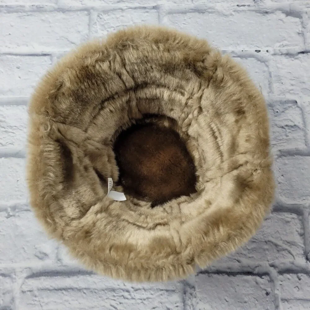 The Childrens Place Girls Tan Faux Suede & Fur Bucket Hat size 4-6